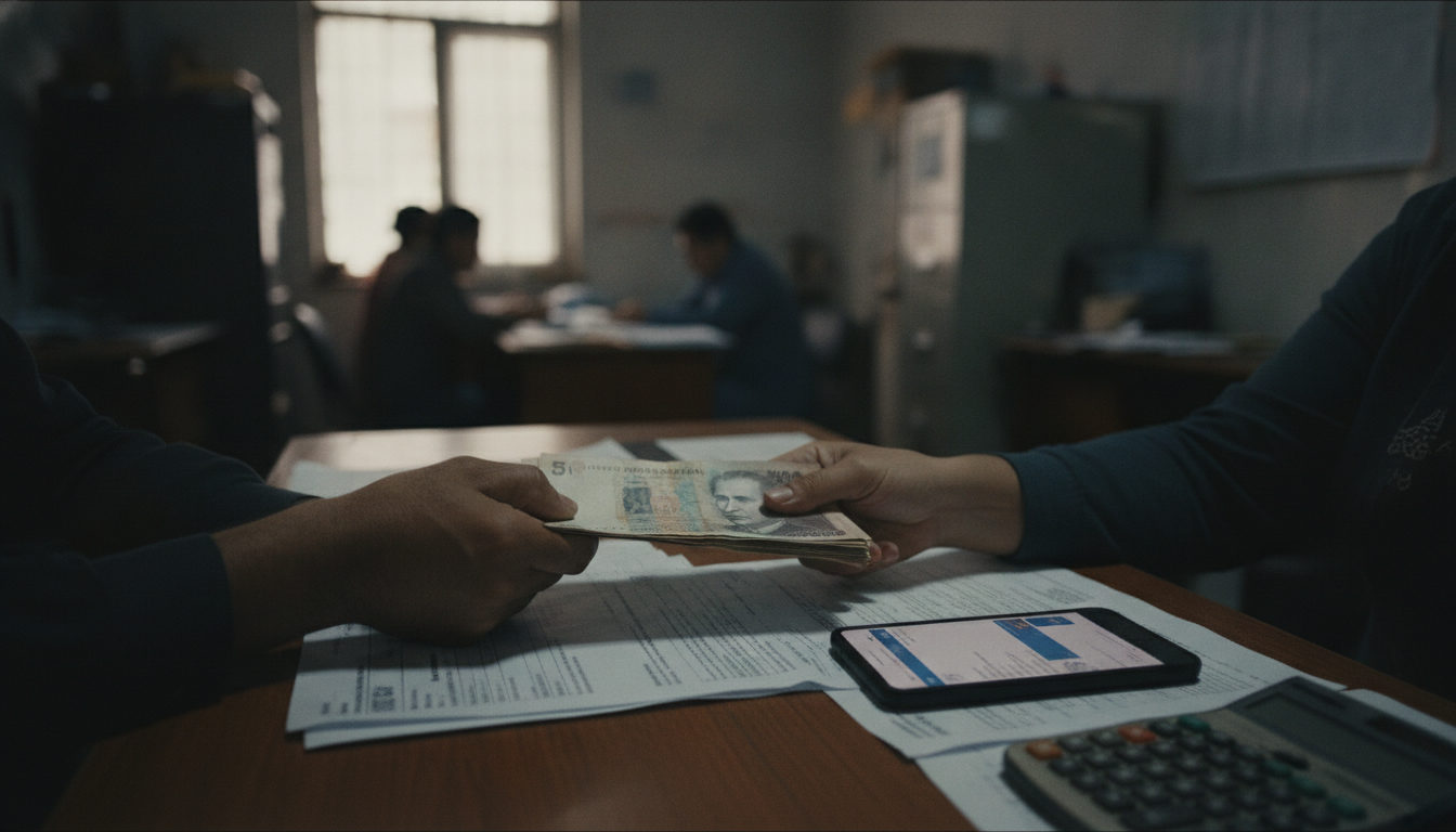 Manos recibiendo billetes de bolívares sobre una mesa, simbolizando el impacto de las remesas en la economía familiar venezolana.