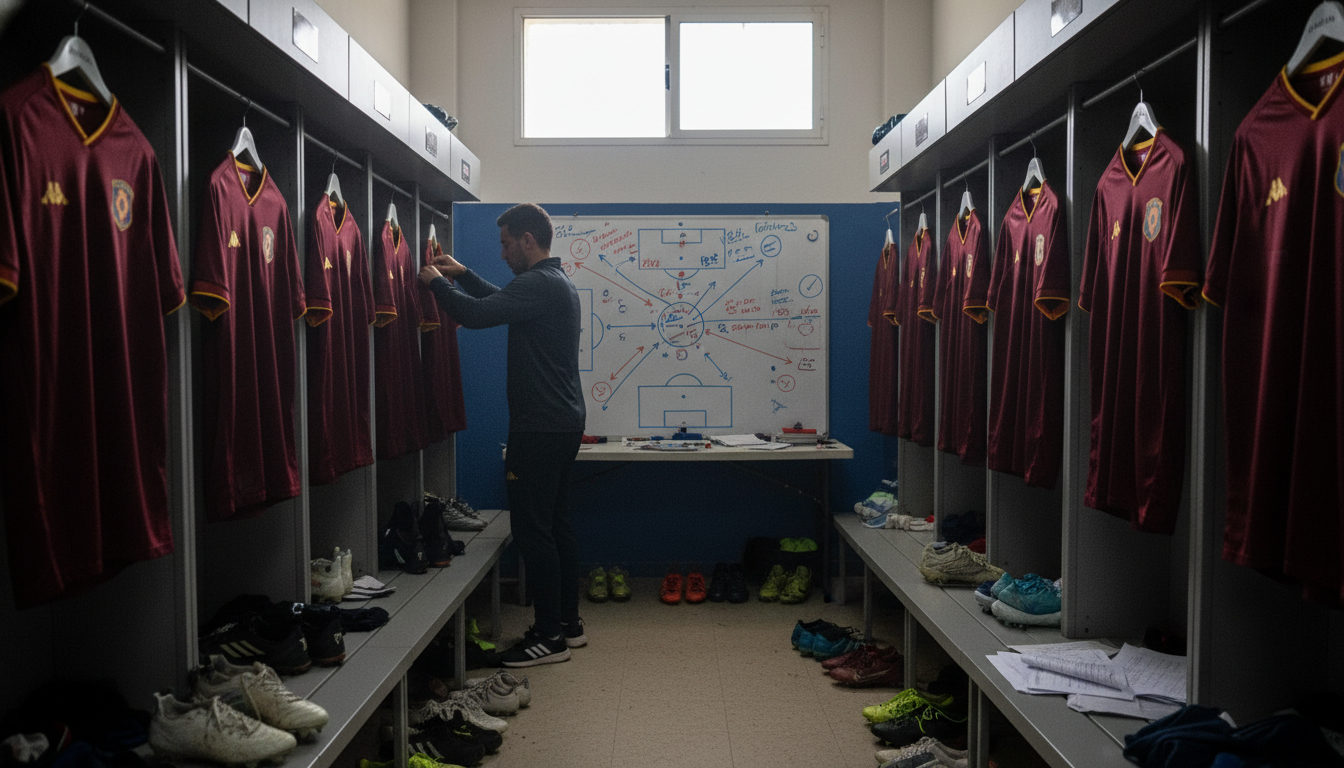 Vista detallada de las camisetas de la Vinotinto y el equipamiento deportivo en el vestuario, momentos previos a un encuentro decisivo.